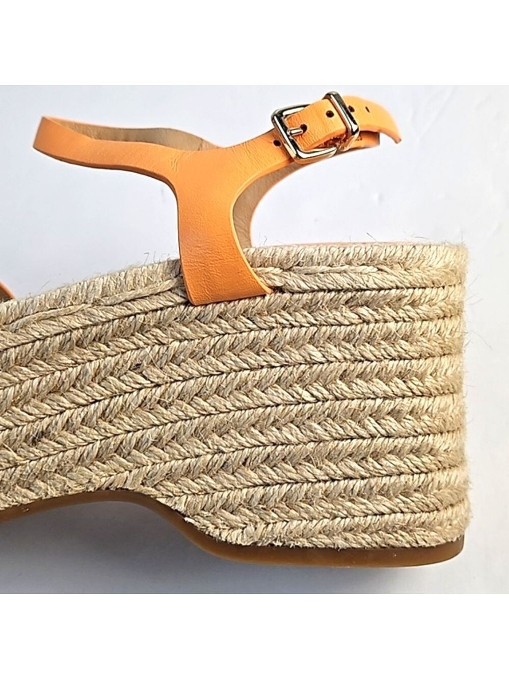 Antonio Melani Light Orange Leather Platform Wedge Ankle Strap Espadrill… - Picture 11 of 16